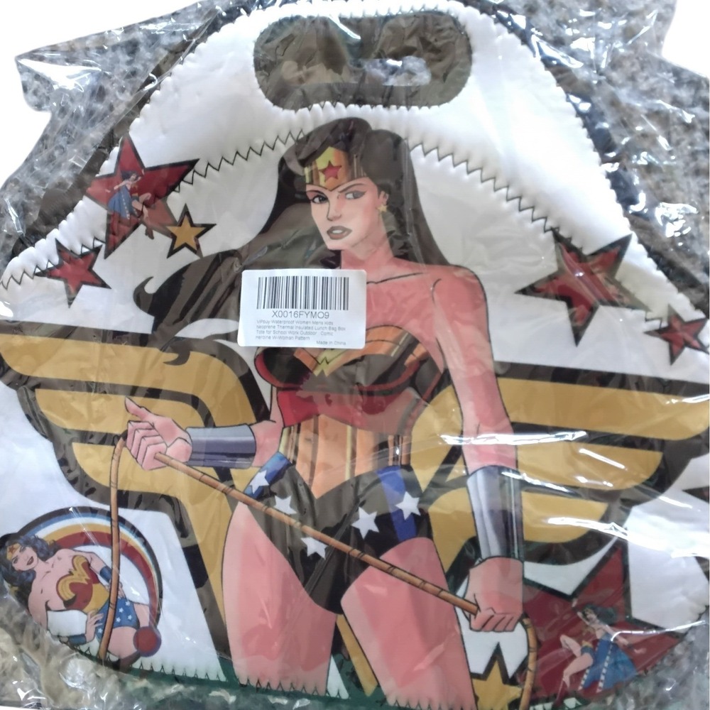 Wonder Woman Neoprene Thermal Insulated Lunch Bag Tote Comic Heroine Pattern